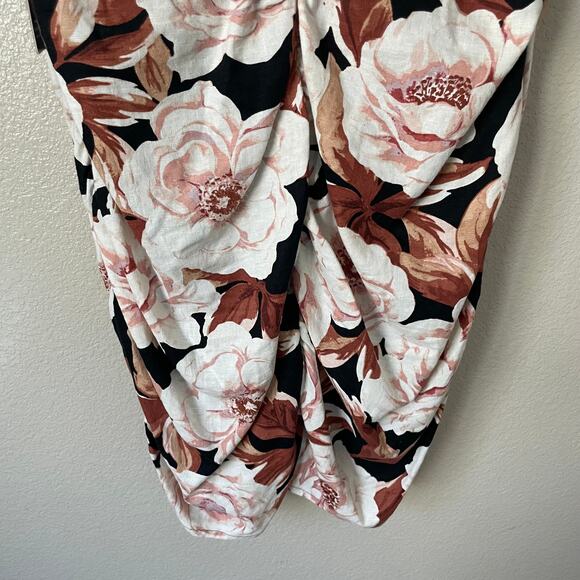 Express Dress Womens XL Black Tan Floral Mini Ruched Sheath Cocktail Preppy NWT - Picture 10 of 14